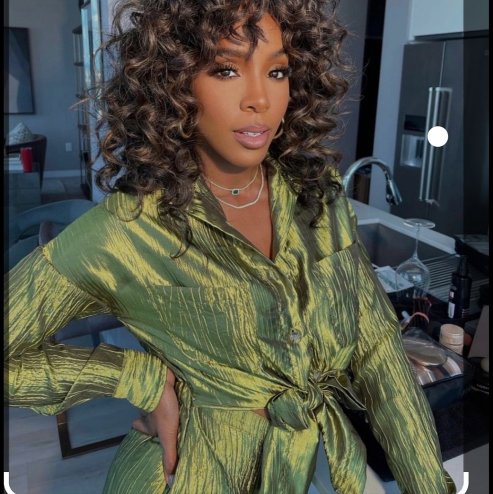 HAUTE Izayla Green crinkled Jumpsuit